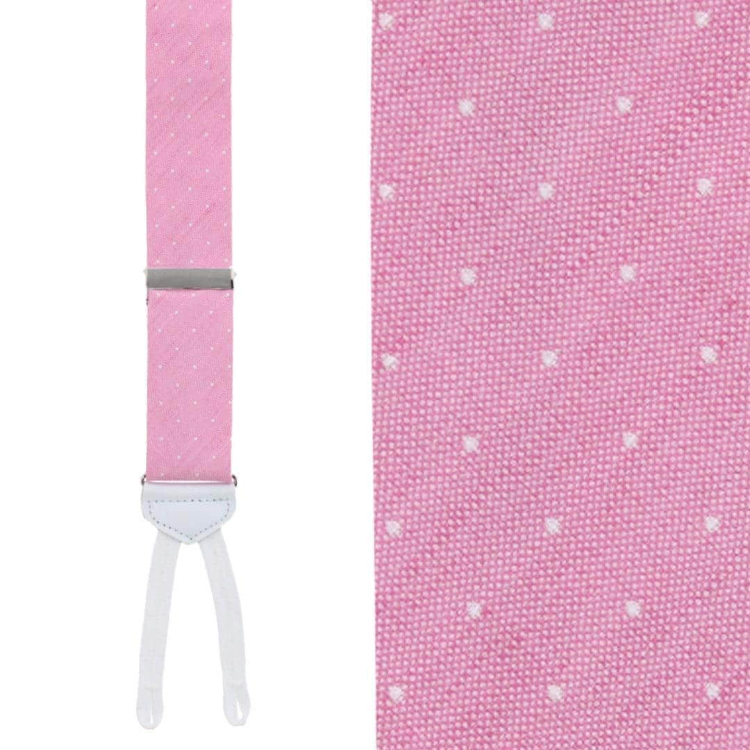 Churchill Chambray Polka Dot Linen Blend Formal End Braces - Light Pink with Polka Dots