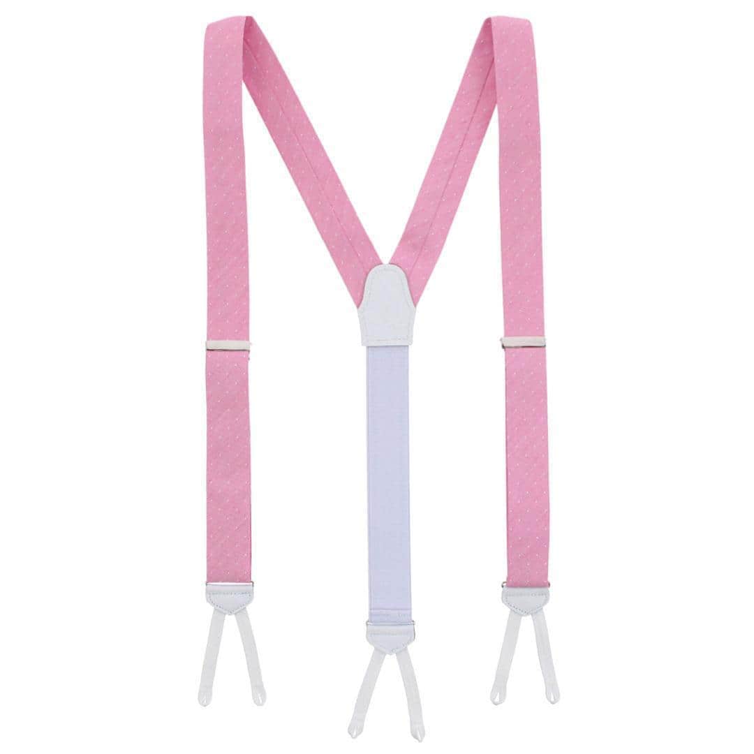 Churchill Chambray Polka Dot Linen Blend Formal End Braces - Light Pink with Polka Dots