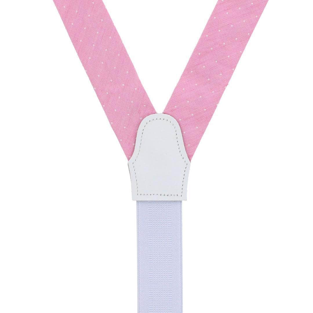Churchill Chambray Polka Dot Linen Blend Formal End Braces - Light Pink with Polka Dots