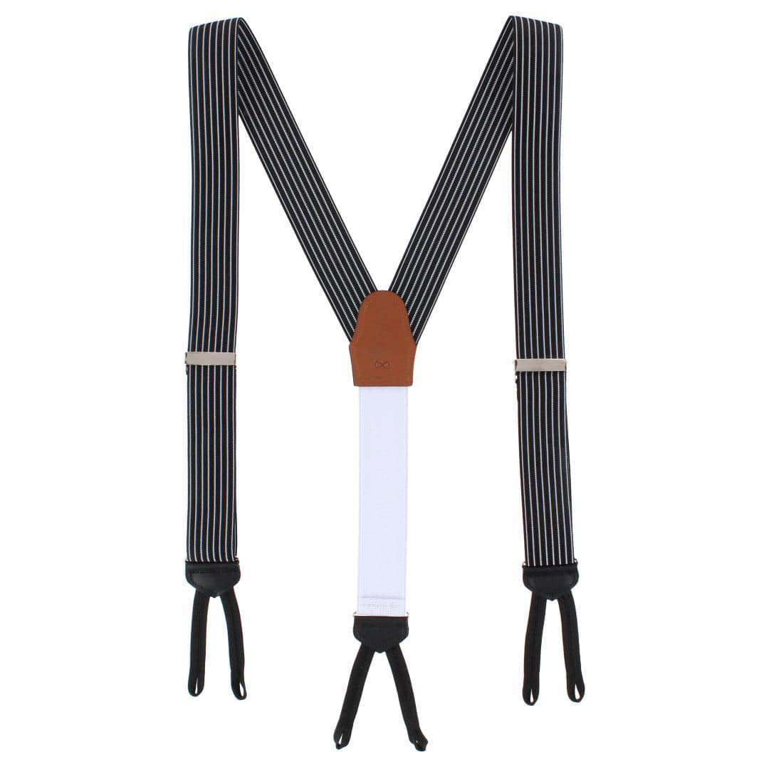 Voltaire Chalk Stripe Formal End Braces - Black
