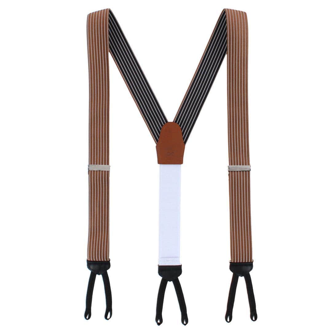 Voltaire Chalk Stripe Formal End Braces - Englis Tan