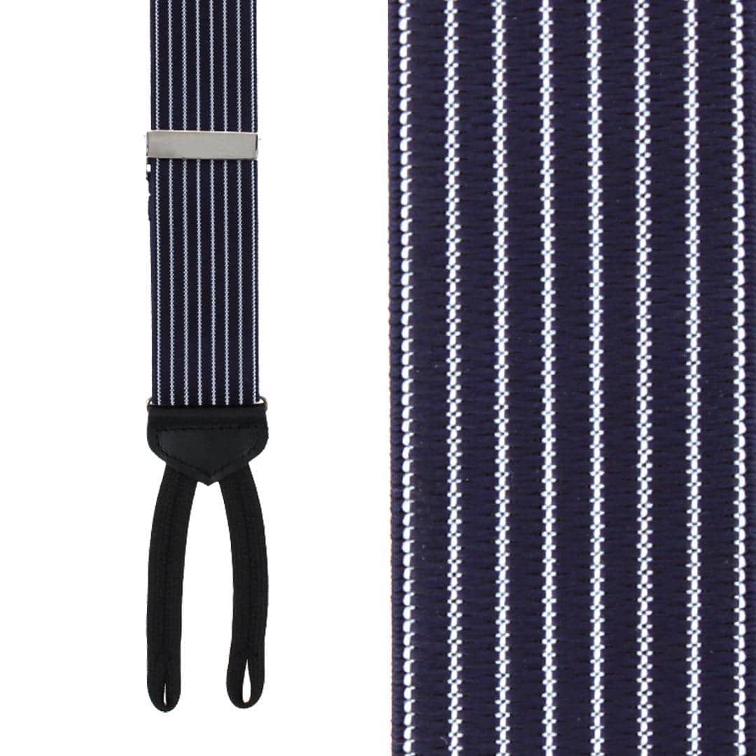 Voltaire Chalk Stripe Formal End Braces - Navy Blue