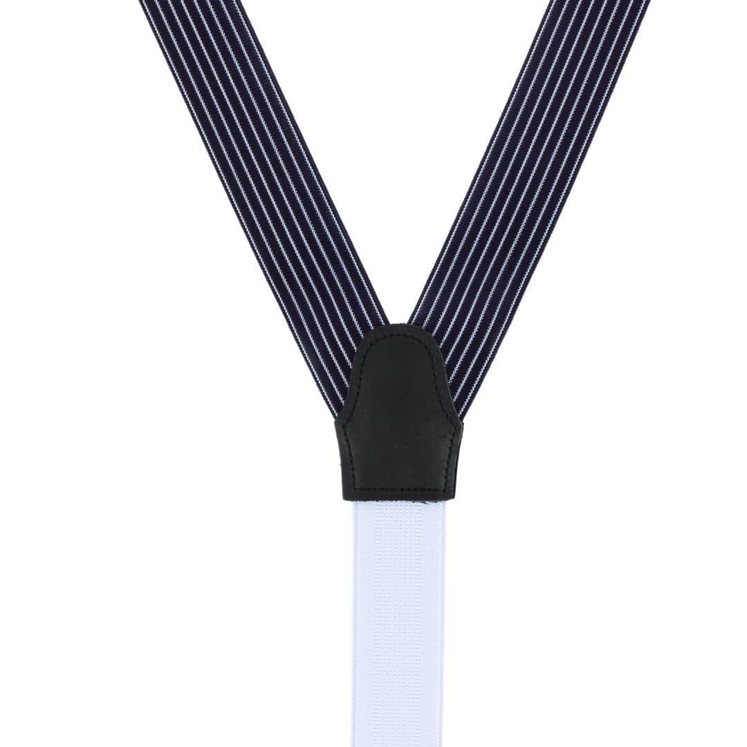 Voltaire Chalk Stripe Formal End Braces - Navy Blue