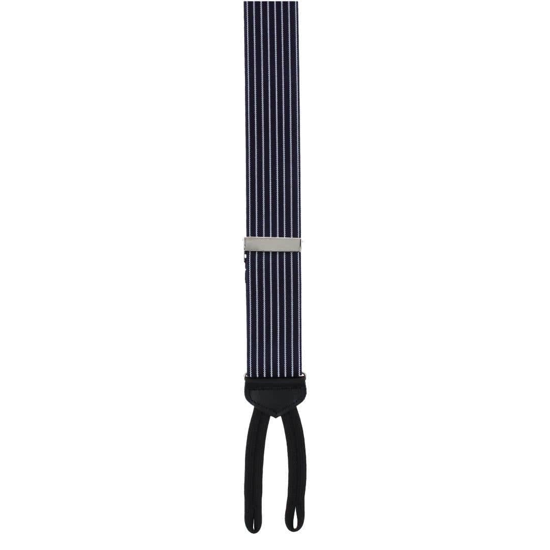 Voltaire Chalk Stripe Formal End Braces - Navy Blue