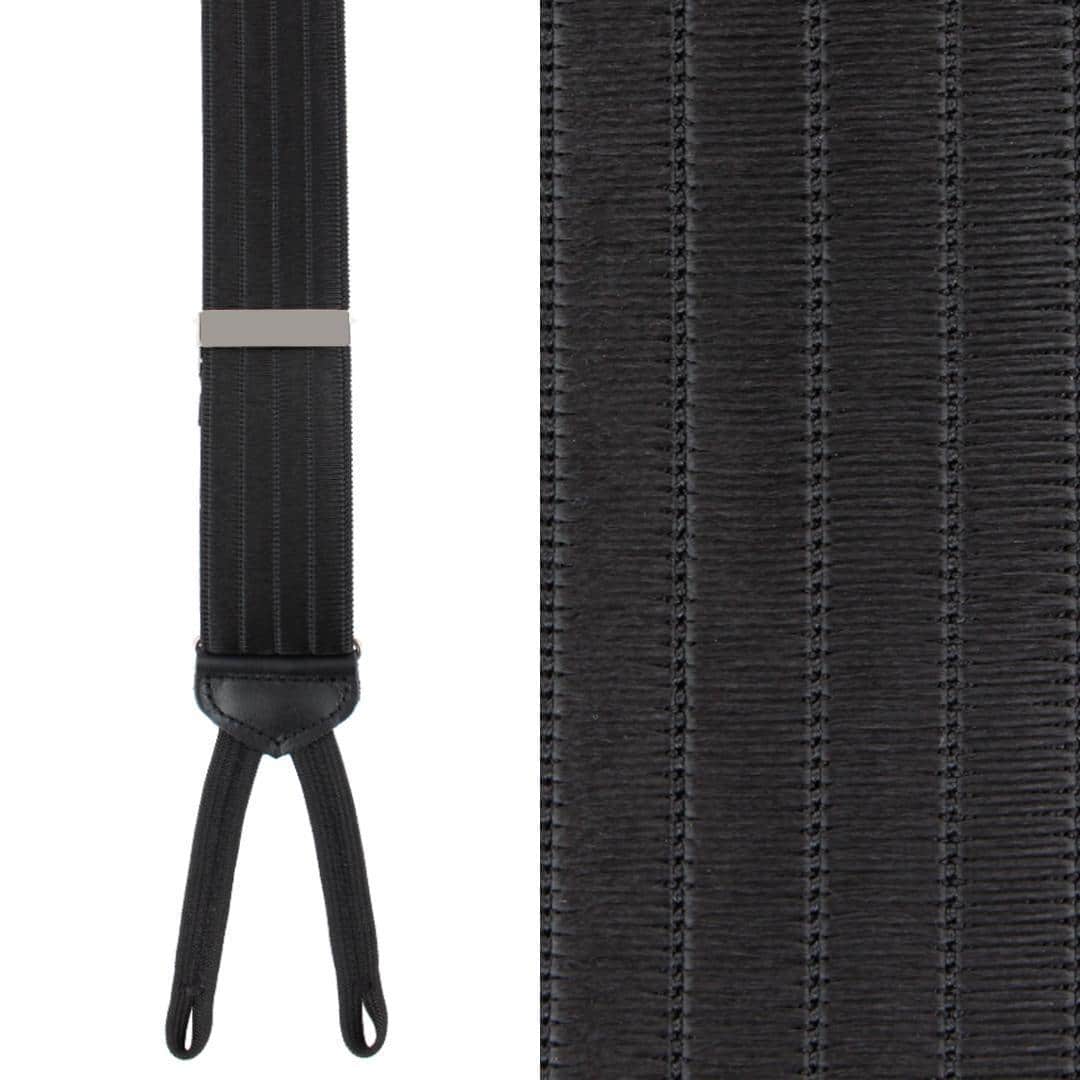 Jefferson Brushed Pinstripe Elastic Formal End Braces - Black