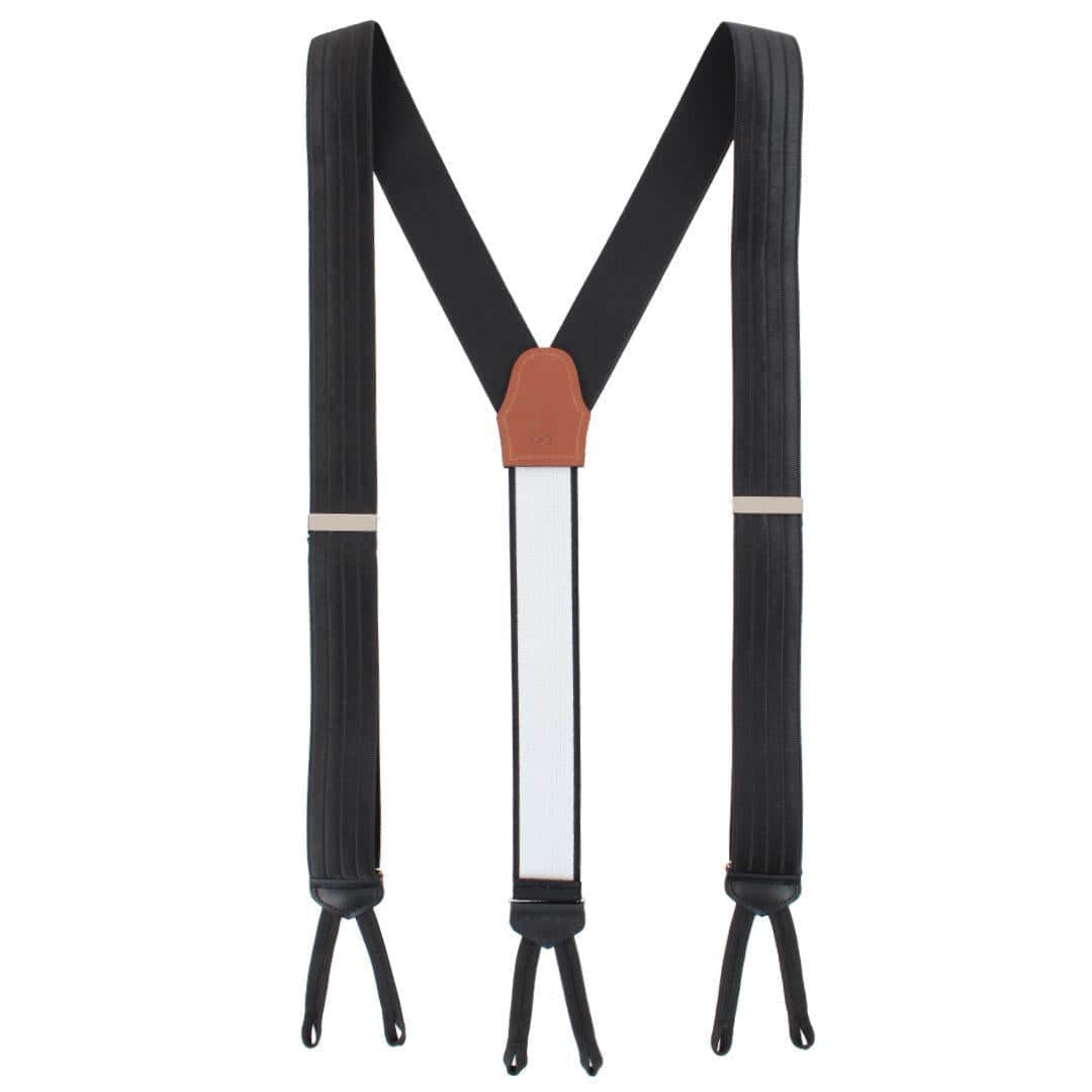 Jefferson Brushed Pinstripe Elastic Formal End Braces - Black