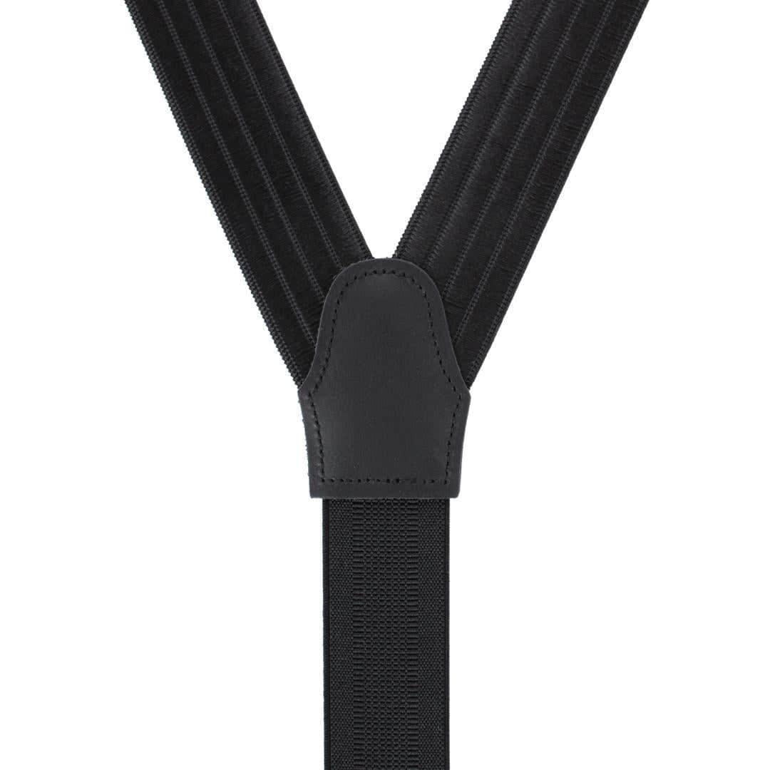 Jefferson Brushed Pinstripe Elastic Formal End Braces - Black