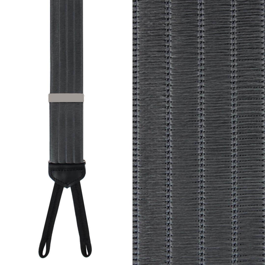 Jefferson Brushed Pinstripe Elastic Formal End Braces - Dark Charcoal
