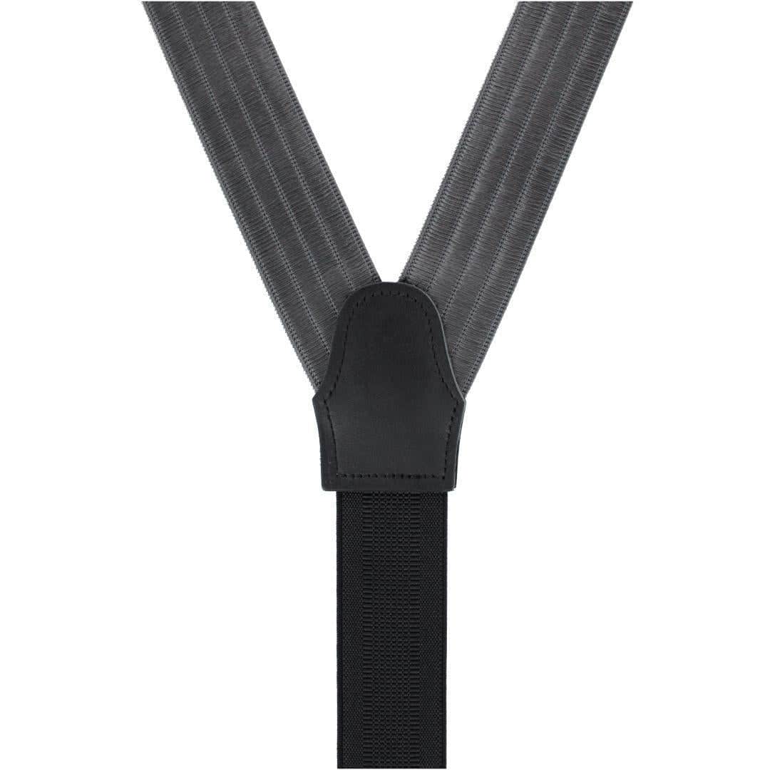Jefferson Brushed Pinstripe Elastic Formal End Braces - Dark Charcoal