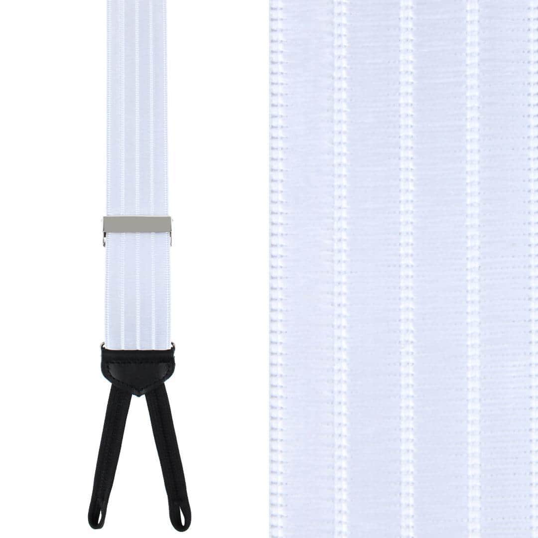Jefferson Brushed Pinstripe Elastic Formal End Braces - White