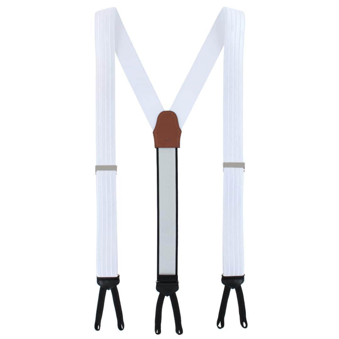 Jefferson Brushed Pinstripe Elastic Formal End Braces - White