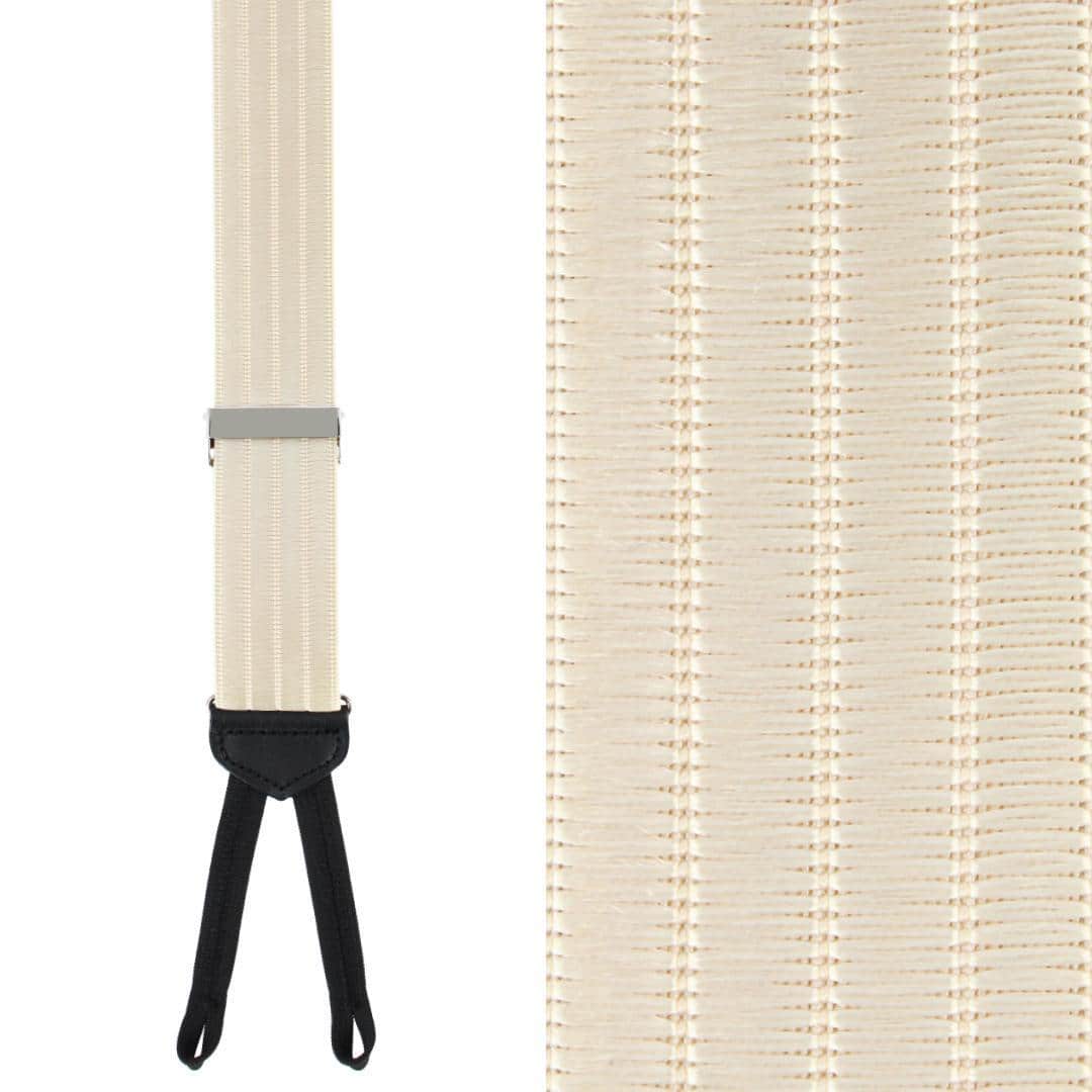 Jefferson Brushed Pinstripe Elastic Formal End Braces - Cream