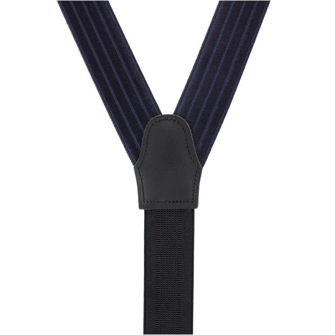 Jefferson Brushed Pinstripe Elastic Formal End Braces - Navy Blue