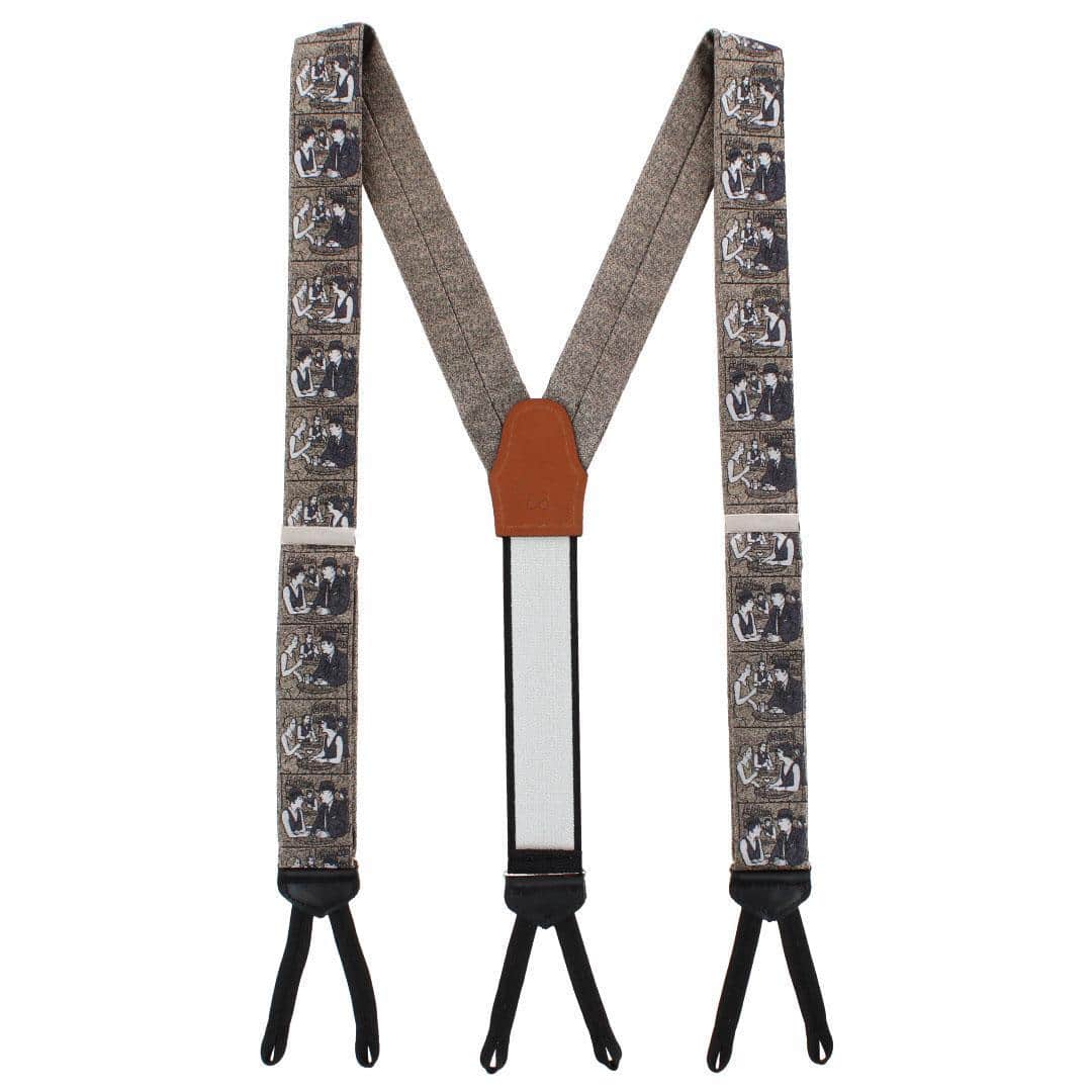 The Nightcap Novelty Silk Formal End Braces - Taupe
