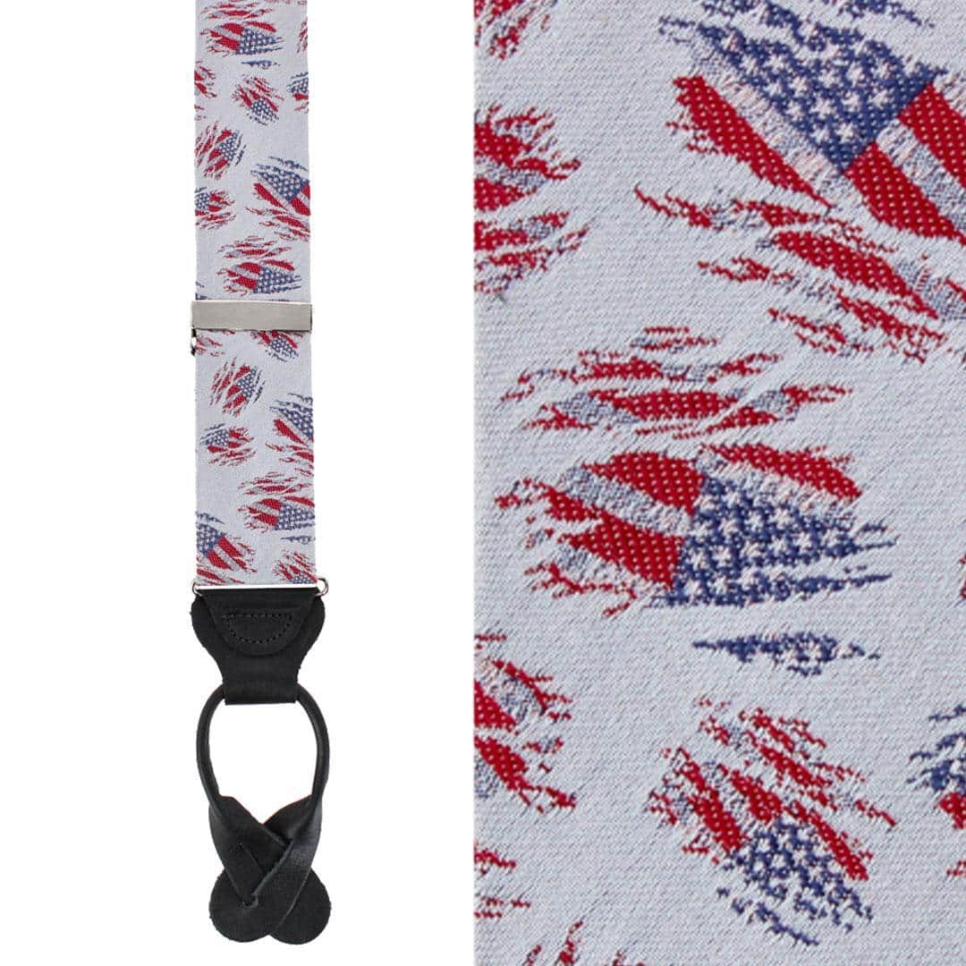 Stars & Stripes Secret Silver Silk Novelty Button End Brace