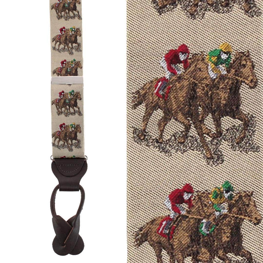 The Home Stretch Novelty Silk Button End Braces - Taupe
