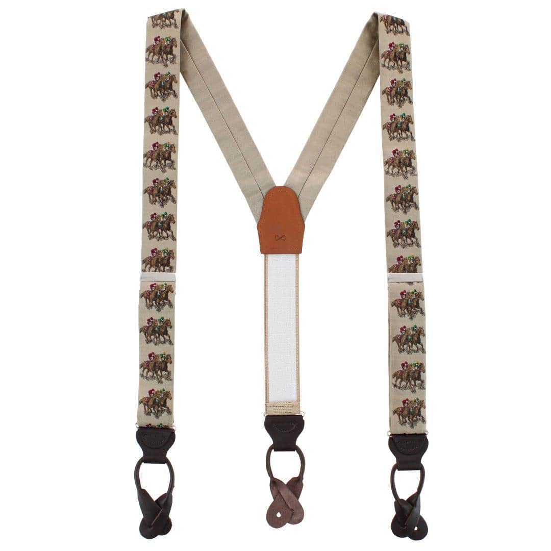 The Home Stretch Novelty Silk Button End Braces - Taupe