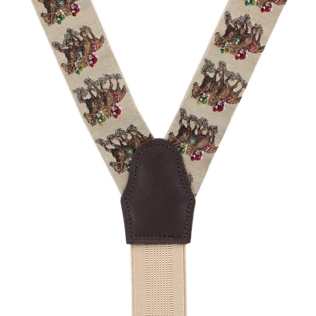 The Home Stretch Novelty Silk Button End Braces - Taupe