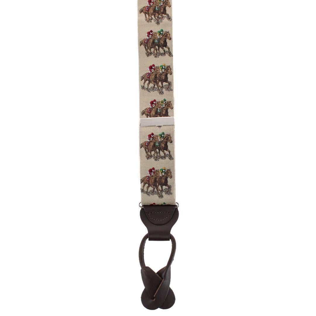 The Home Stretch Novelty Silk Button End Braces - Taupe