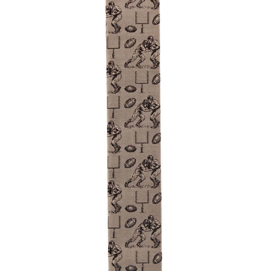 Field Goal Football Themed Novelty Silk Button End Braces - Taupe
