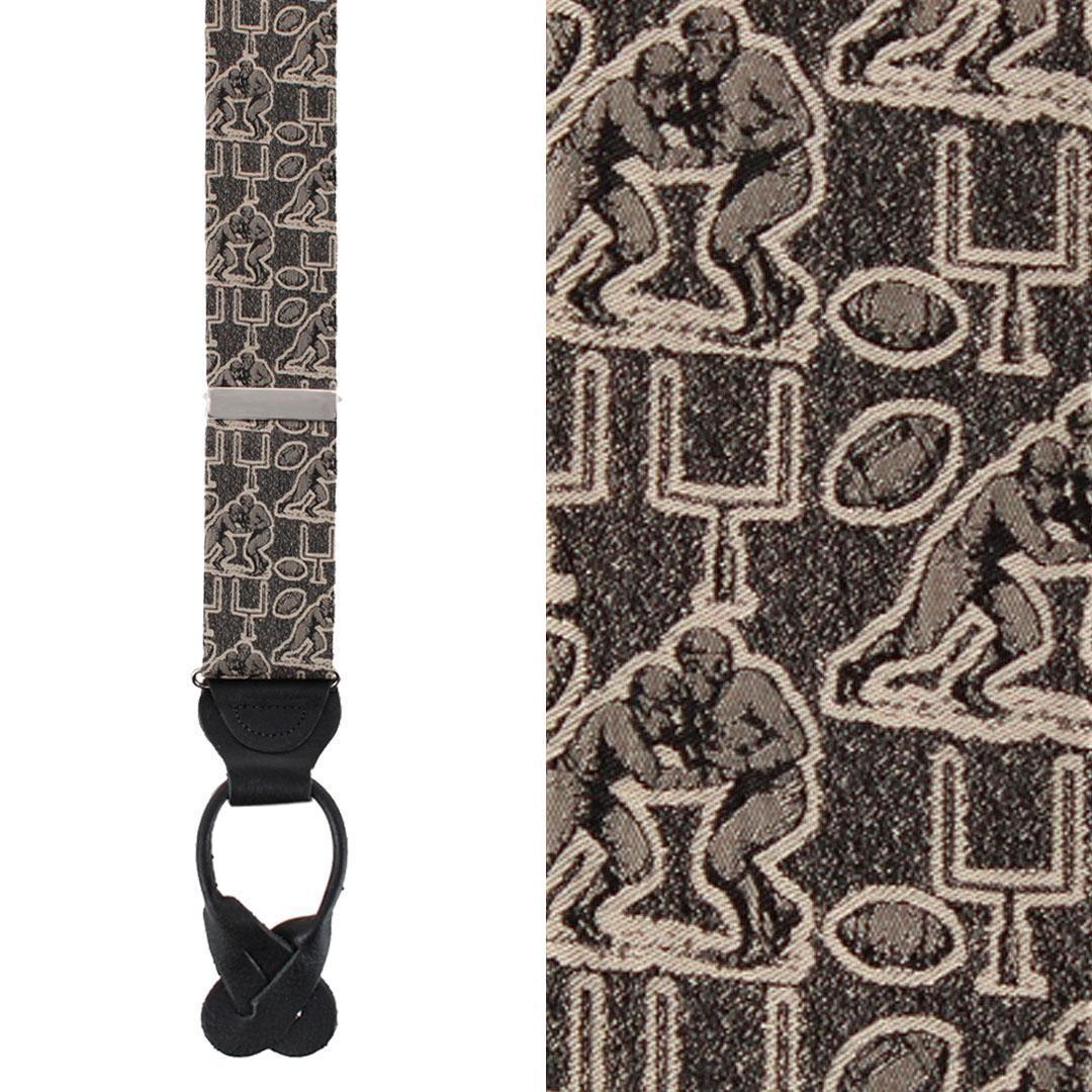 Field Goal Football Themed Novelty Silk Button End Braces