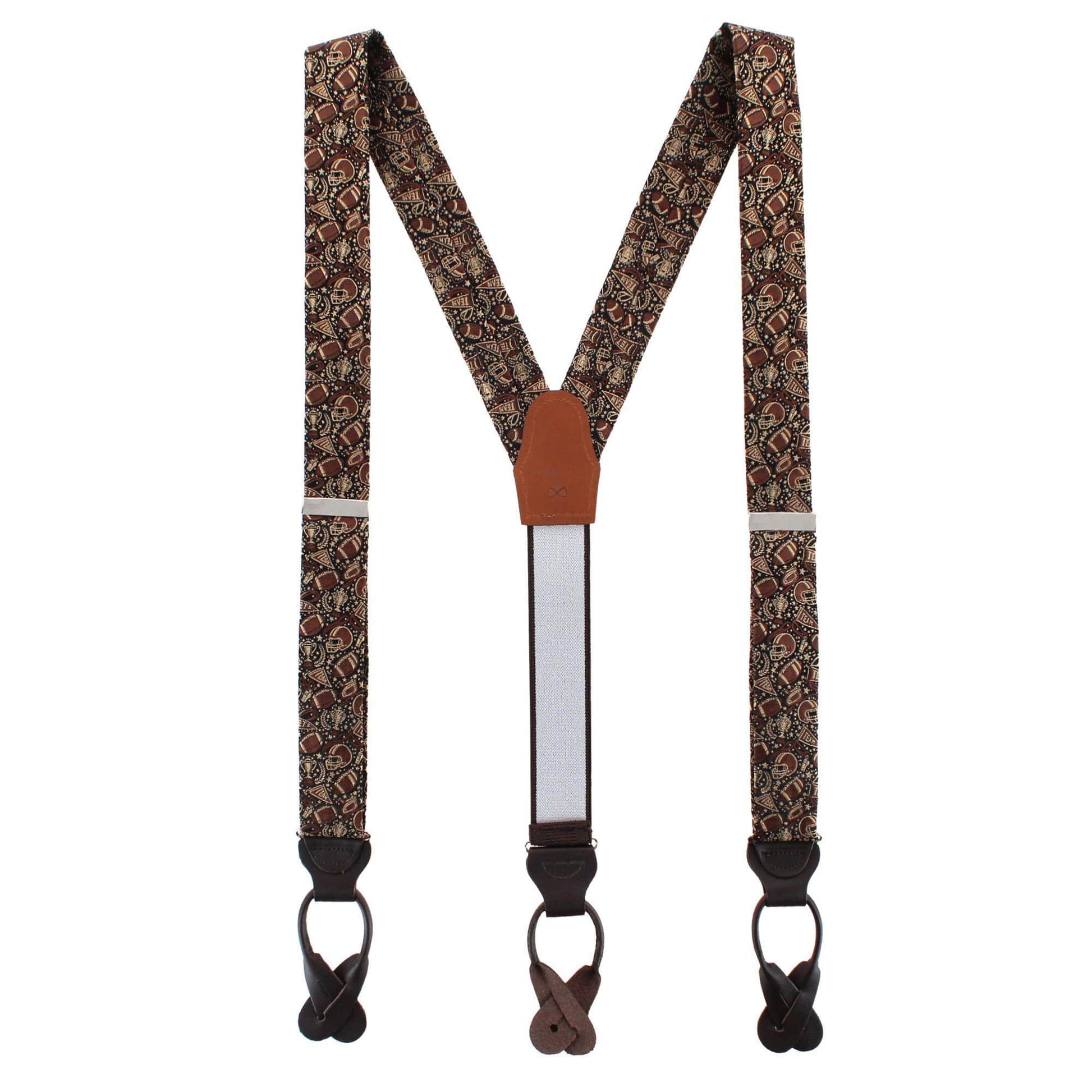 The Gridiron Silk Button End Braces - Brown