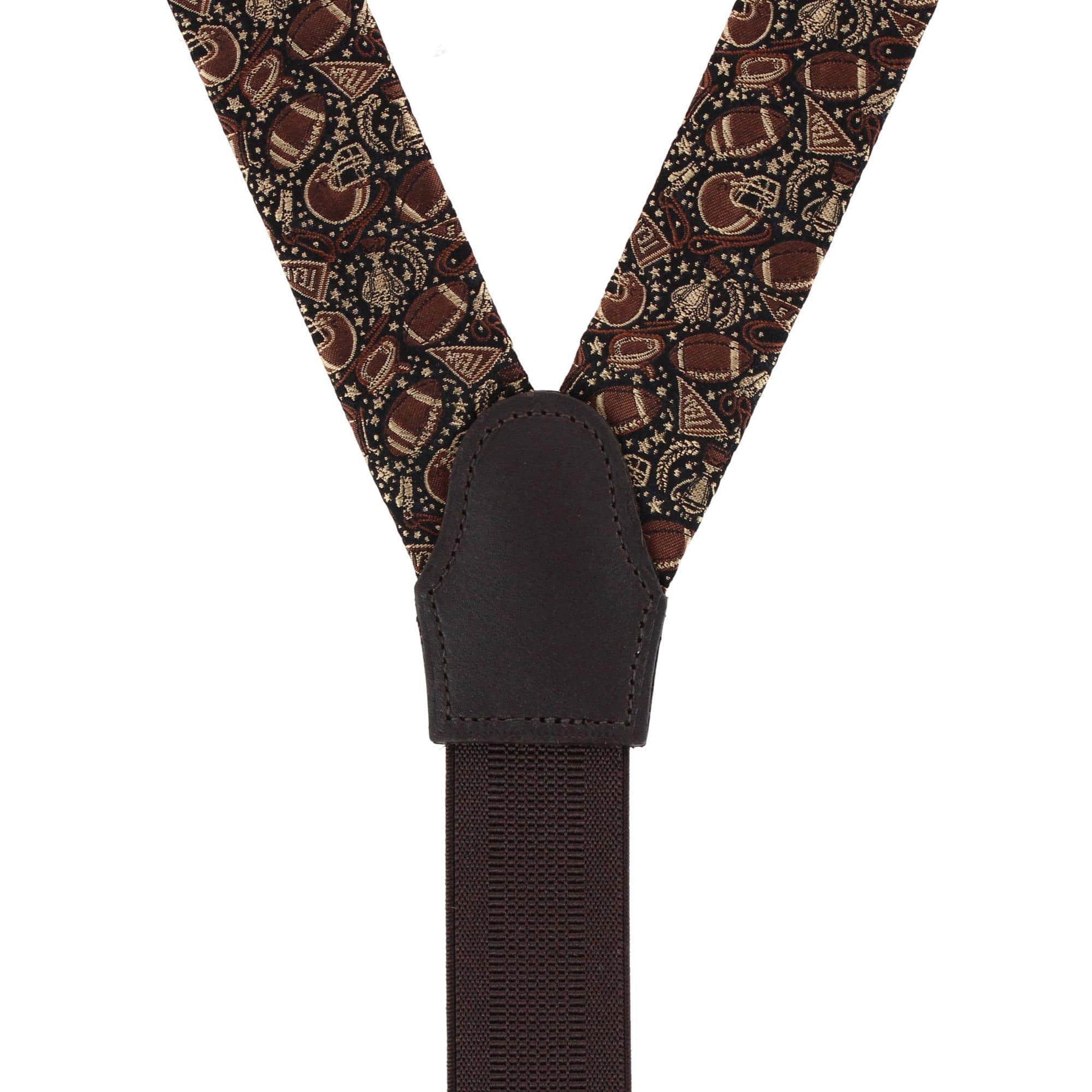The Gridiron Silk Button End Braces - Brown