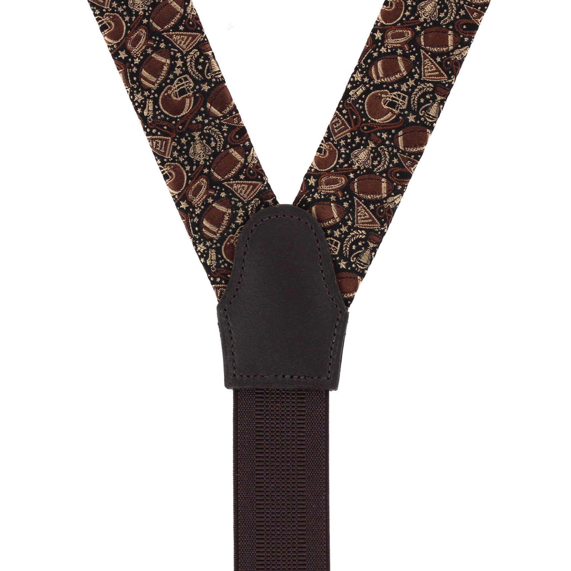 The Gridiron Silk Button End Braces - Brown
