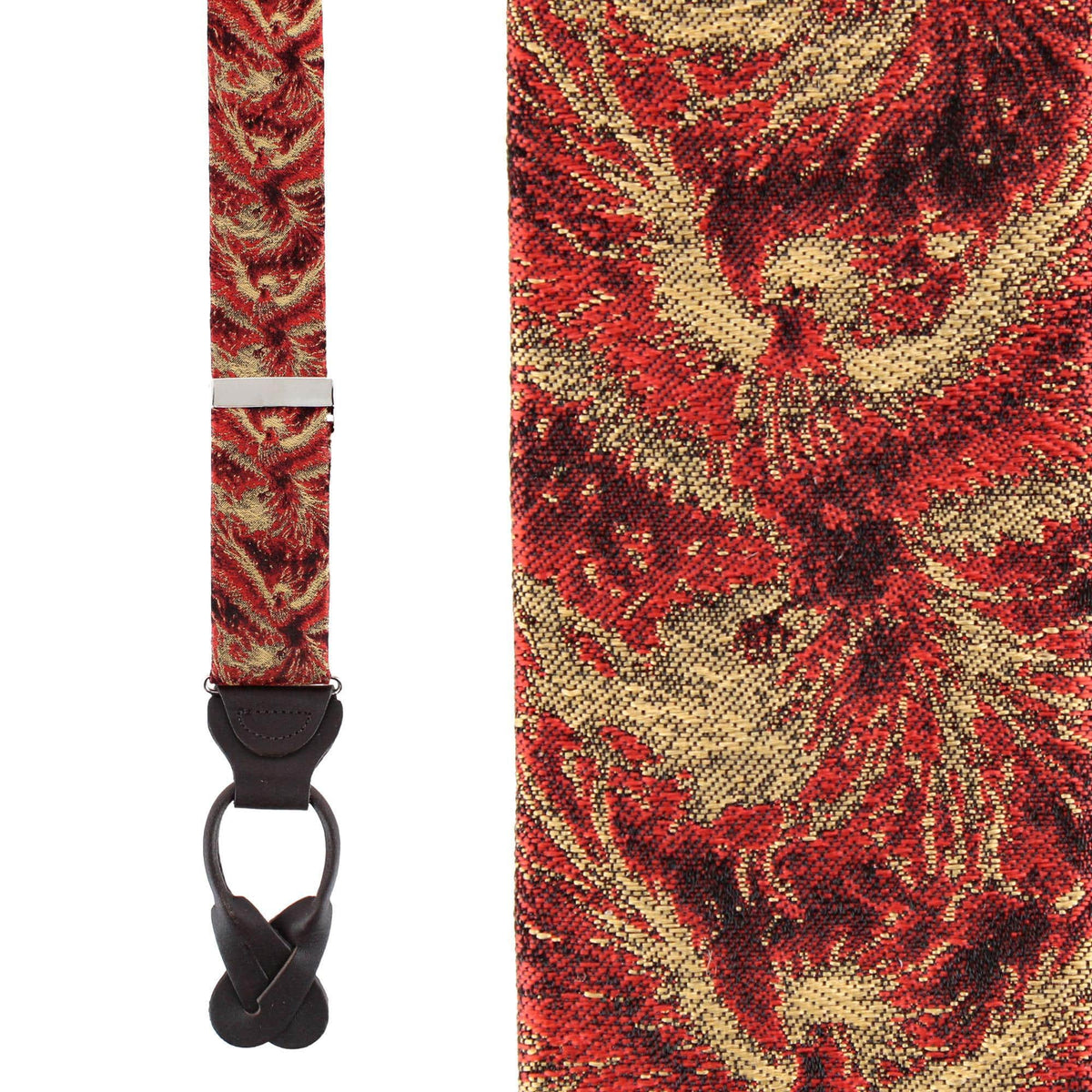 Phoenix Soaring Silk Button End Braces - Orange