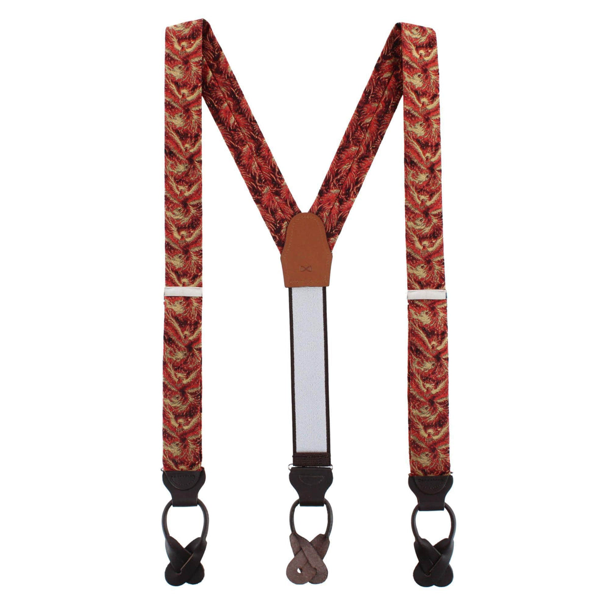 Phoenix Soaring Silk Button End Braces - Orange