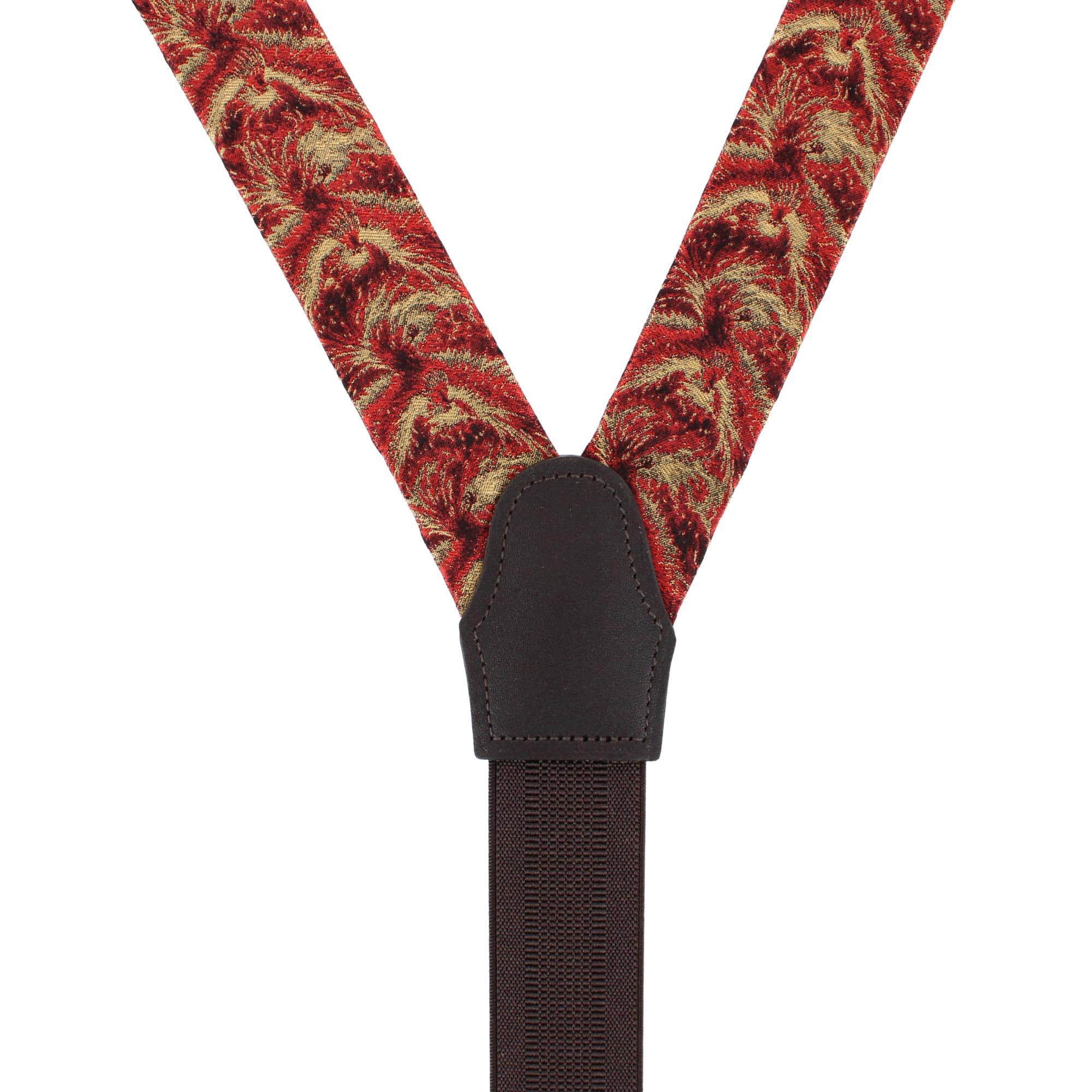 Phoenix Soaring Silk Button End Braces - Orange