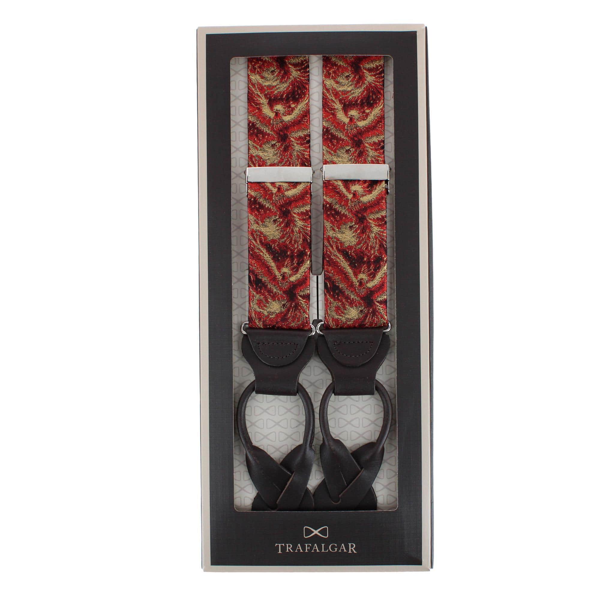 Phoenix Soaring Silk Button End Braces - Orange