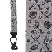 Batter Up Novelty Baseball Silk Button End Braces