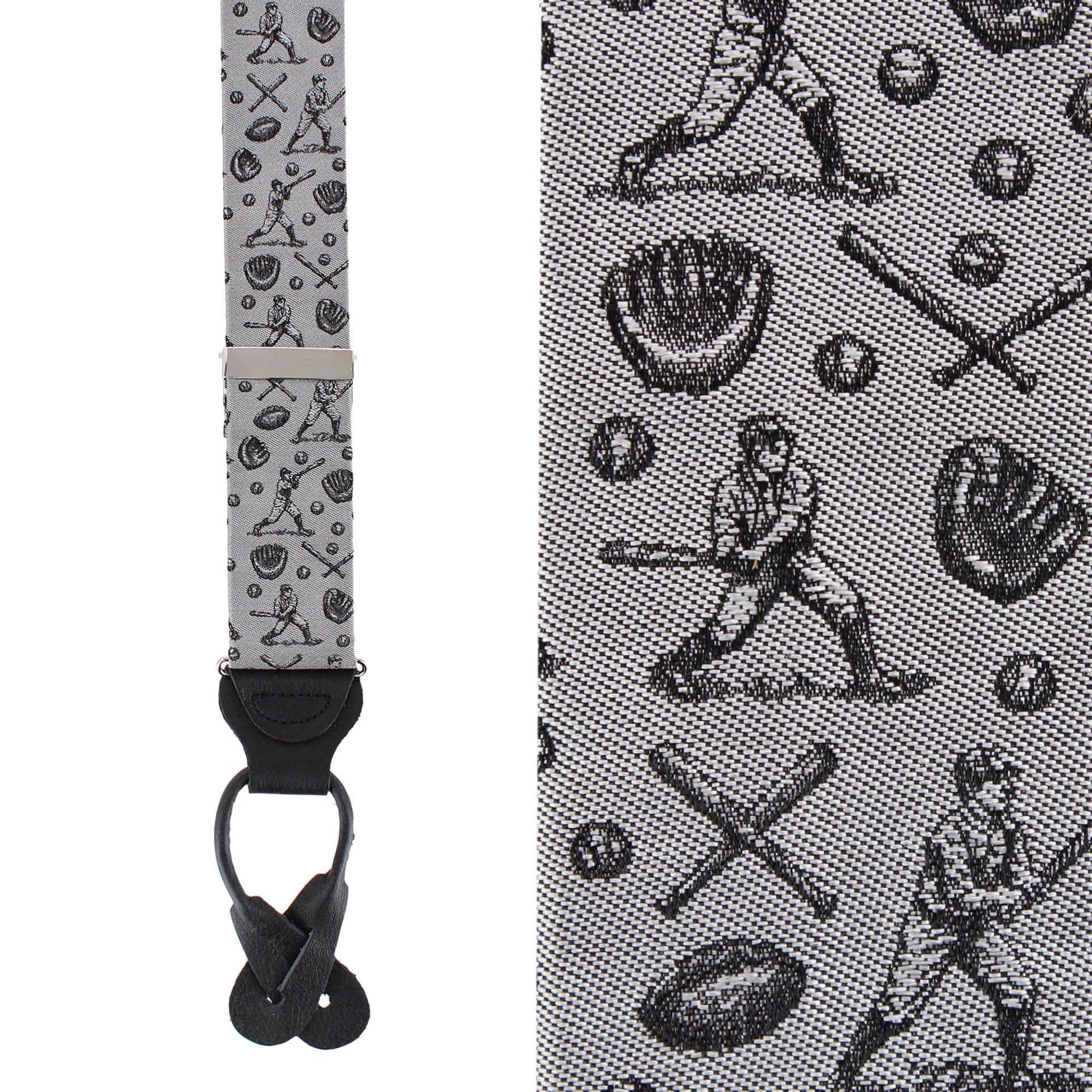 Batter Up Novelty Baseball Silk Button End Braces