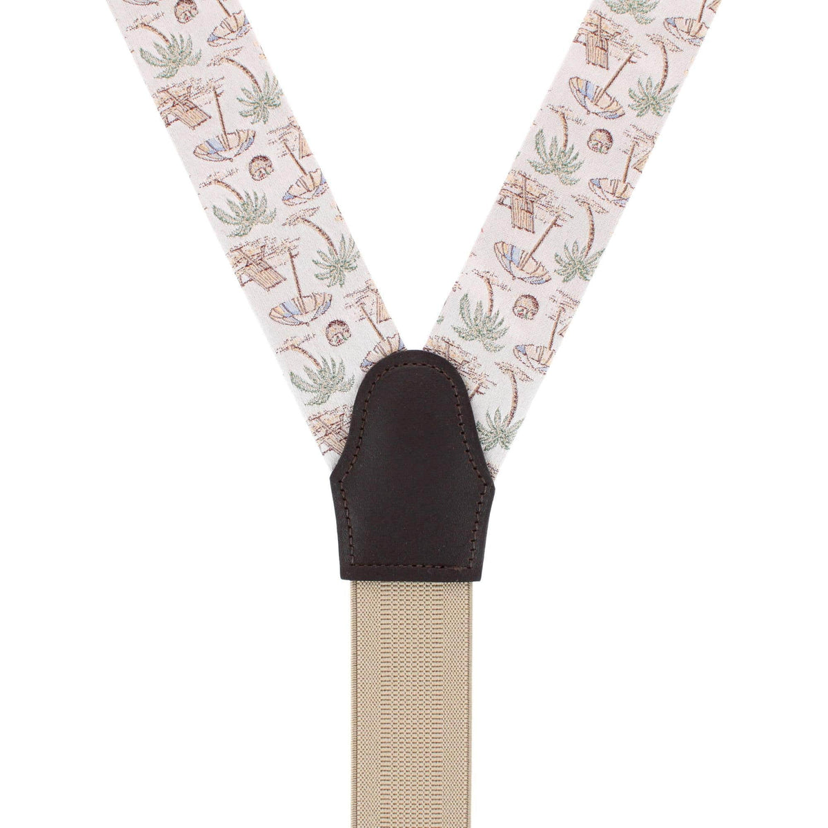 Beach Get A Way Silk Novelty Button End Braces - Silver