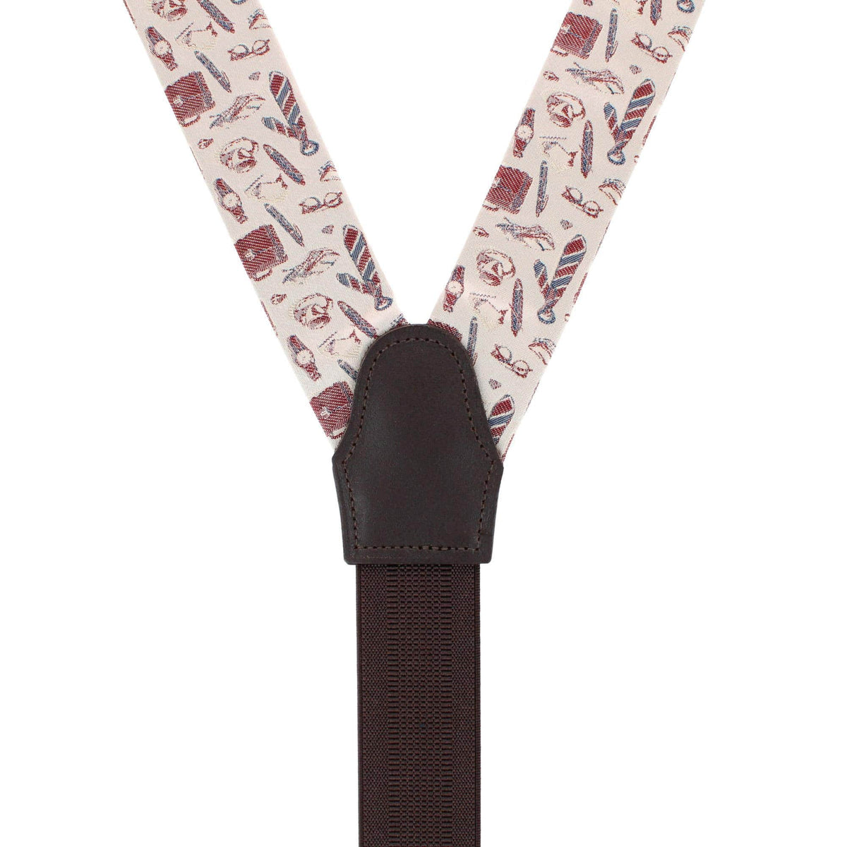 Day At The Office Novelty Silk Button End Braces - Brown