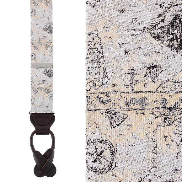 Sparrow's Bounty Treasure Map Silk Button End Braces