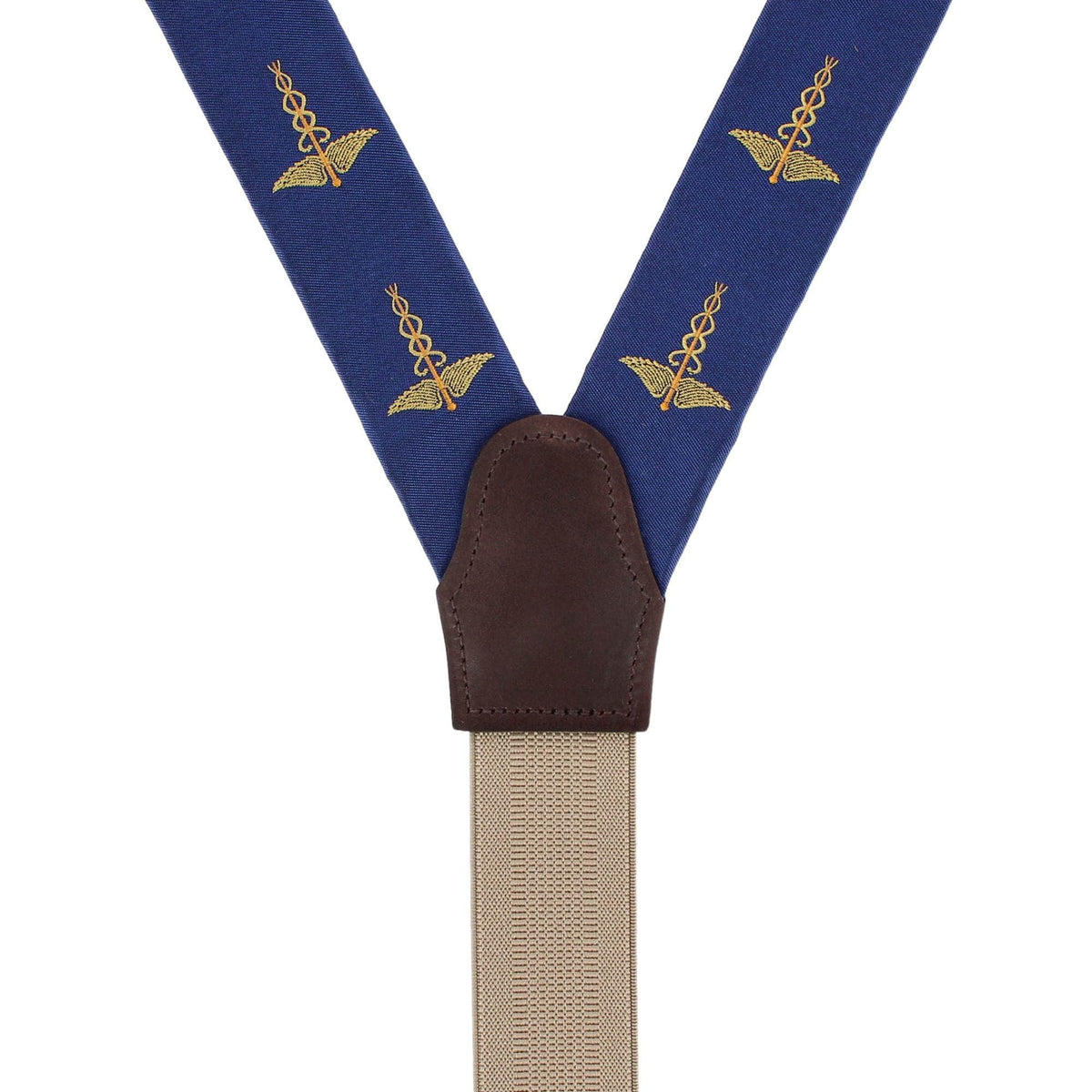 Medical Marvel Novelty Silk Button End Braces - Navy Blue