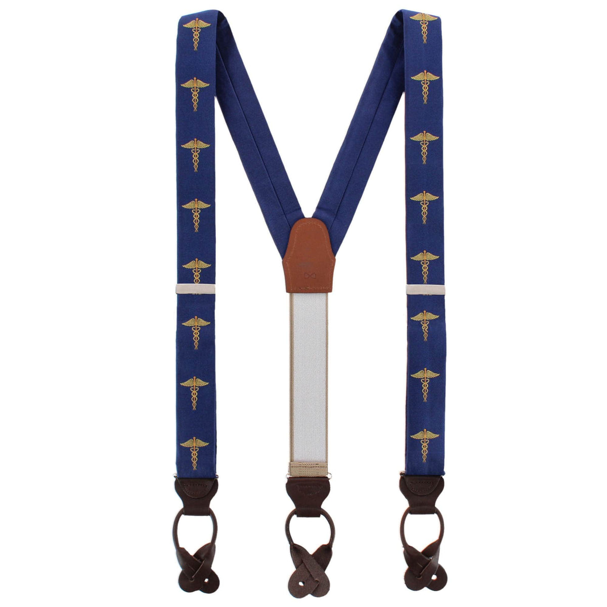 Medical Marvel Novelty Silk Button End Braces - Navy Blue