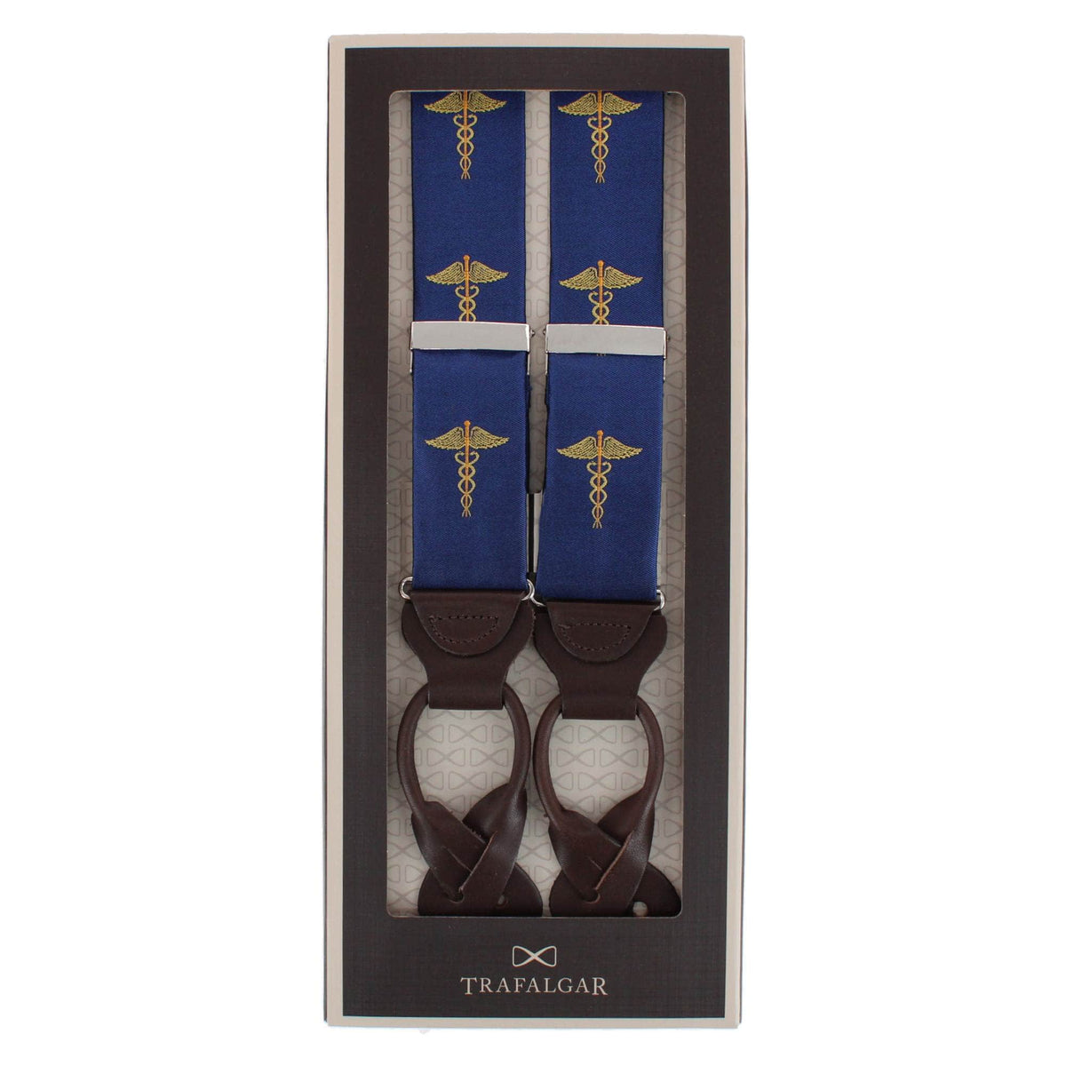 Medical Marvel Novelty Silk Button End Braces - Navy Blue