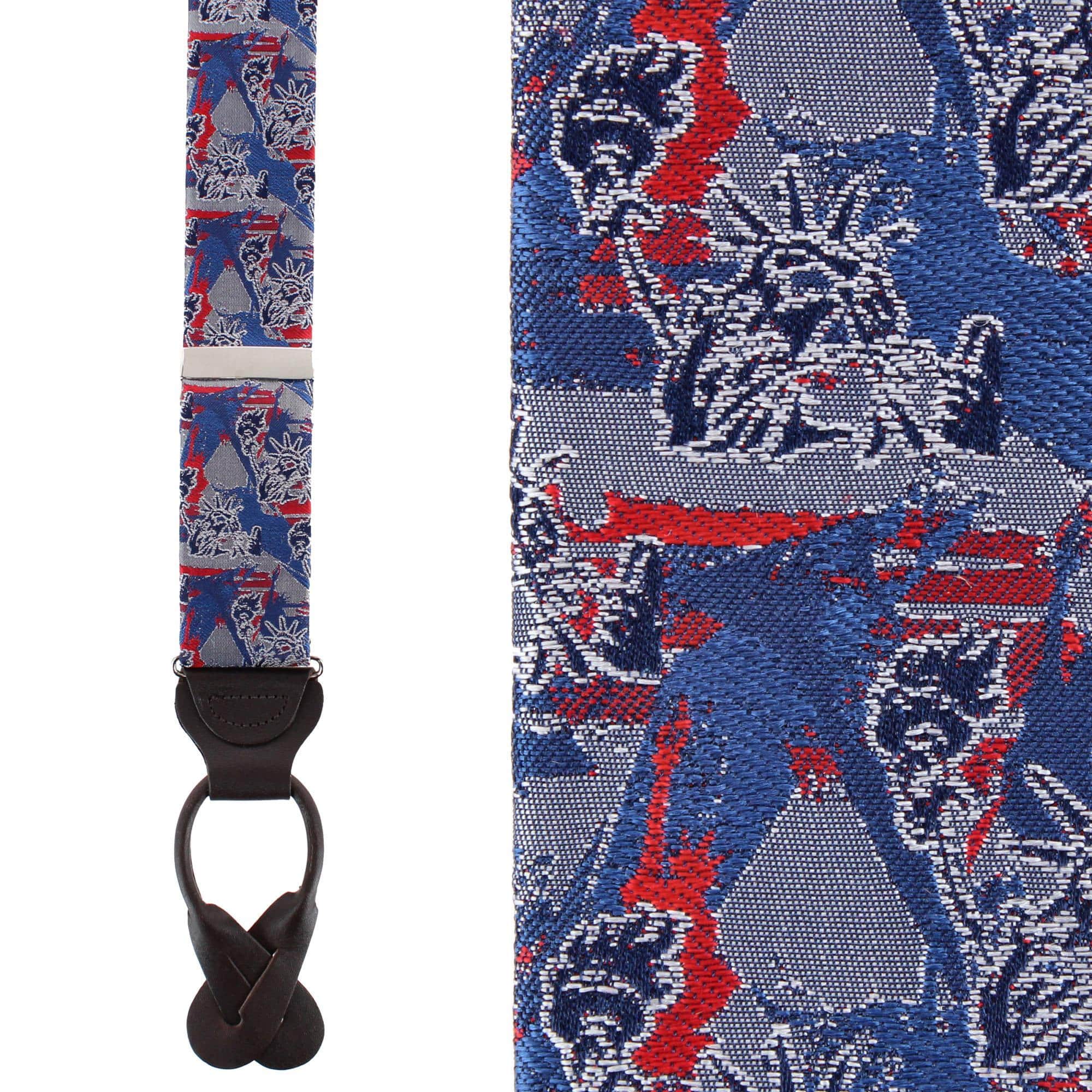 Freedom's Torch Patriotic Silk Novelty Button End Braces - Multiple