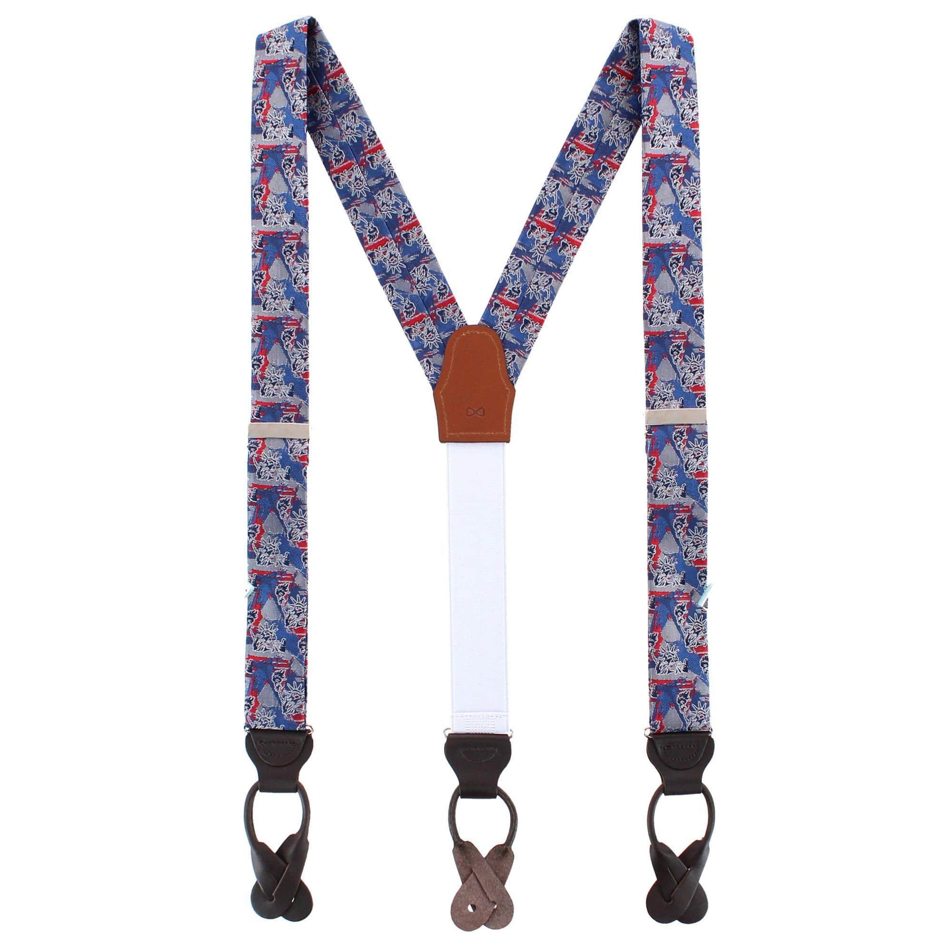 Freedom's Torch Patriotic Silk Novelty Button End Braces - Multiple