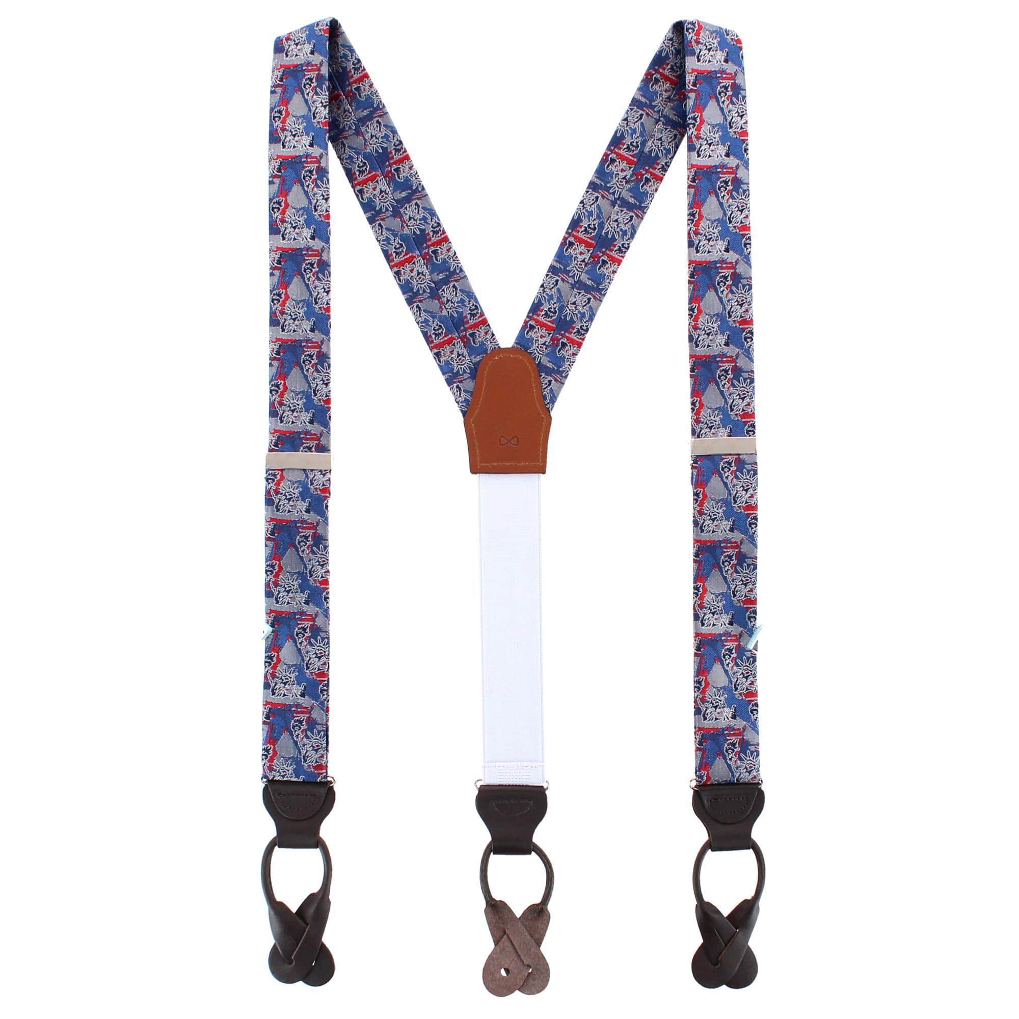 Freedom's Torch Patriotic Silk Novelty Button End Braces - Multiple