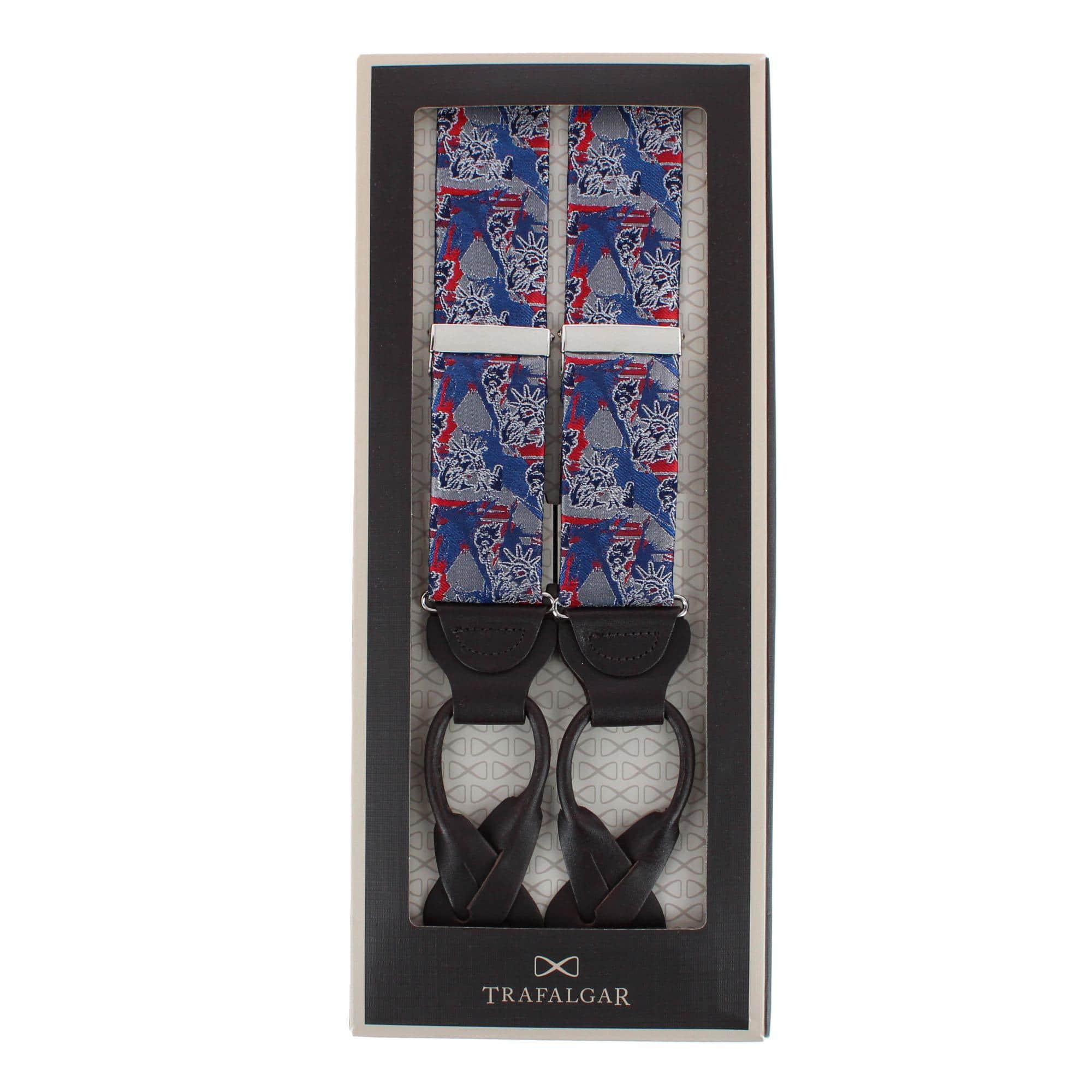 Freedom's Torch Patriotic Silk Novelty Button End Braces - Multiple