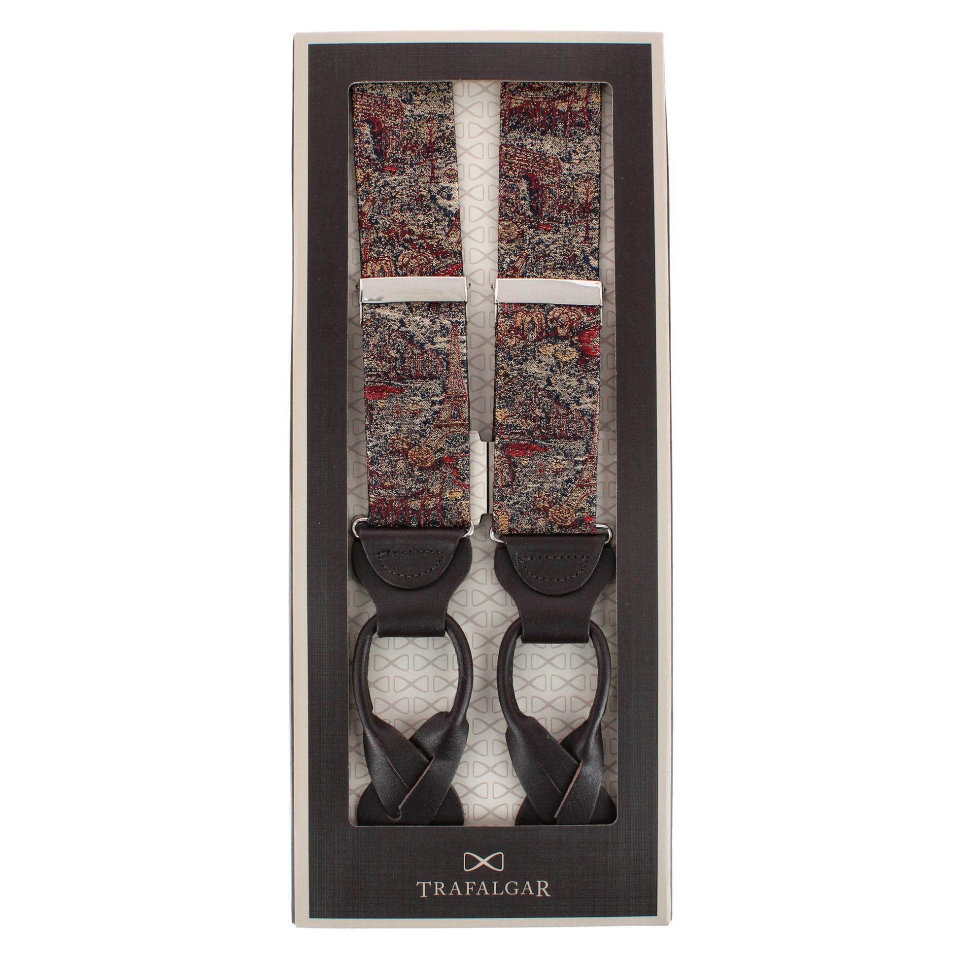 Paris Tapestry Silk Novelyt Button End Braces - Multiple