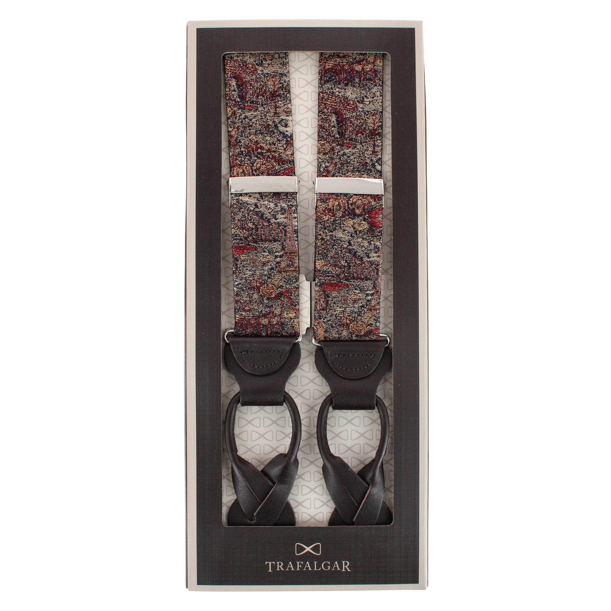 Paris Tapestry Silk Novelyt Button End Braces - Multiple