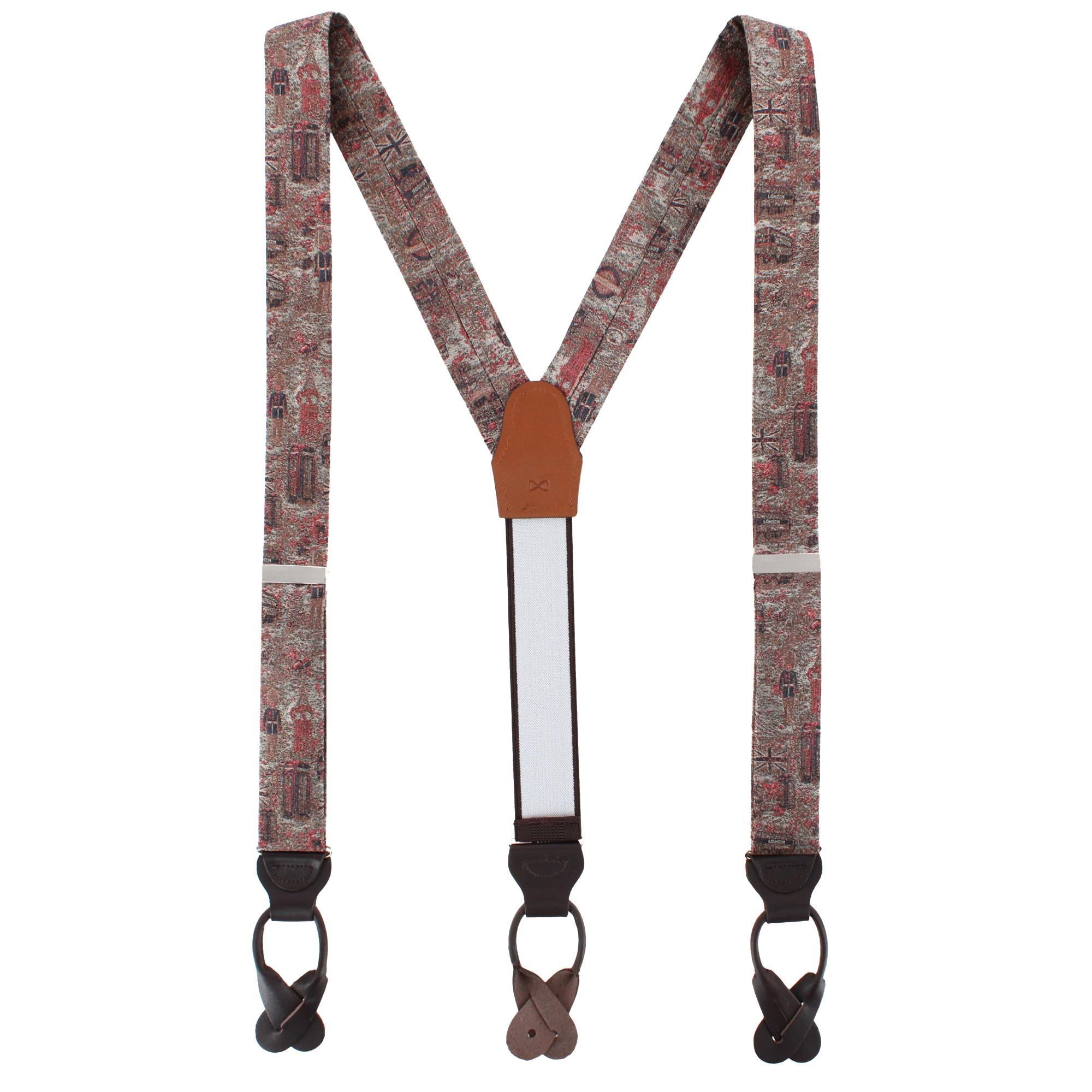 London Tapestry Silk Novelty Button End Braces - Multiple