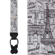 Paris Cityscape Escape Silk Novelty Button End Braces