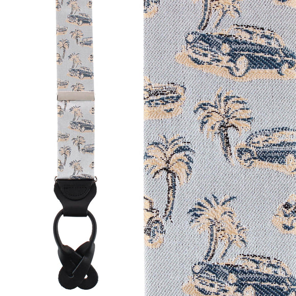 Summer Cruise Nights Silk Novelty Button End Braces