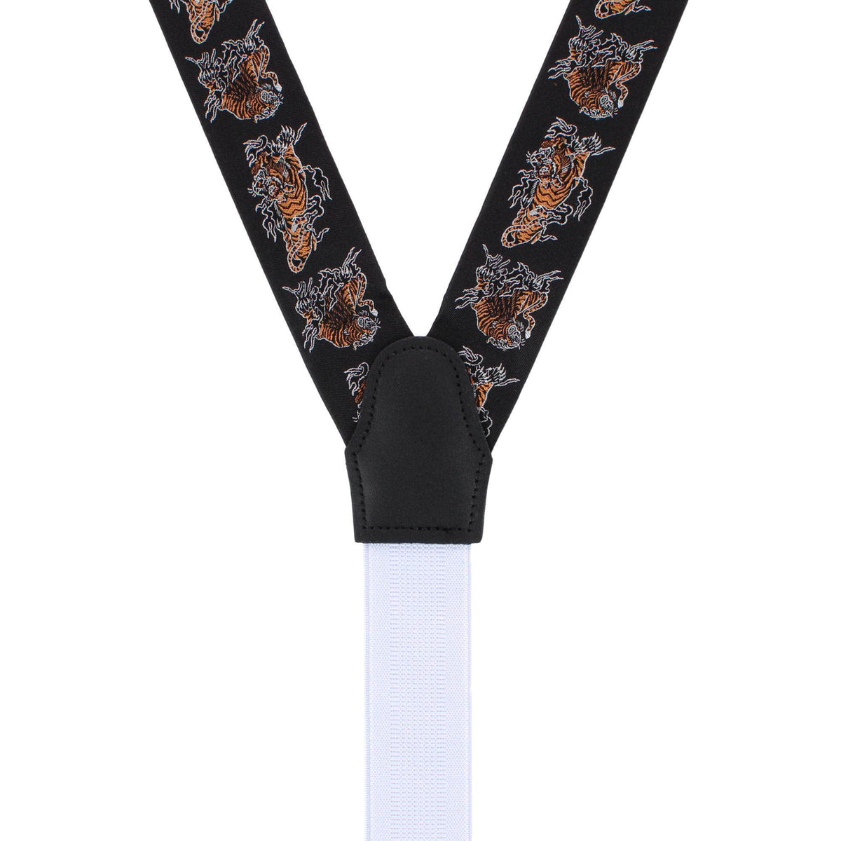 Bengali Crouching Tiger Silk Novelty Button End Braces - Black